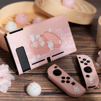 Cute Purple Pink Rabbit Cat Soft TPU Skin Protective Case for Nintendo Switch NS Console Joy-Con Controller Housing Shell Cover 3