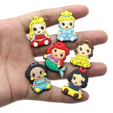 Cute 1pcs Cartoon Princess PVC Shoe Charms Funny DIY Shoe Aceessories Fit Women’s croc clogs Buckle adult girls X-mas Gifts jibz