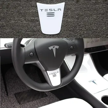 

For Tesla Model 3 Car Interior Steering Wheel Cover Car 3D PU Steering Wheel Decoration Cover Sticker For Tesla Accessories