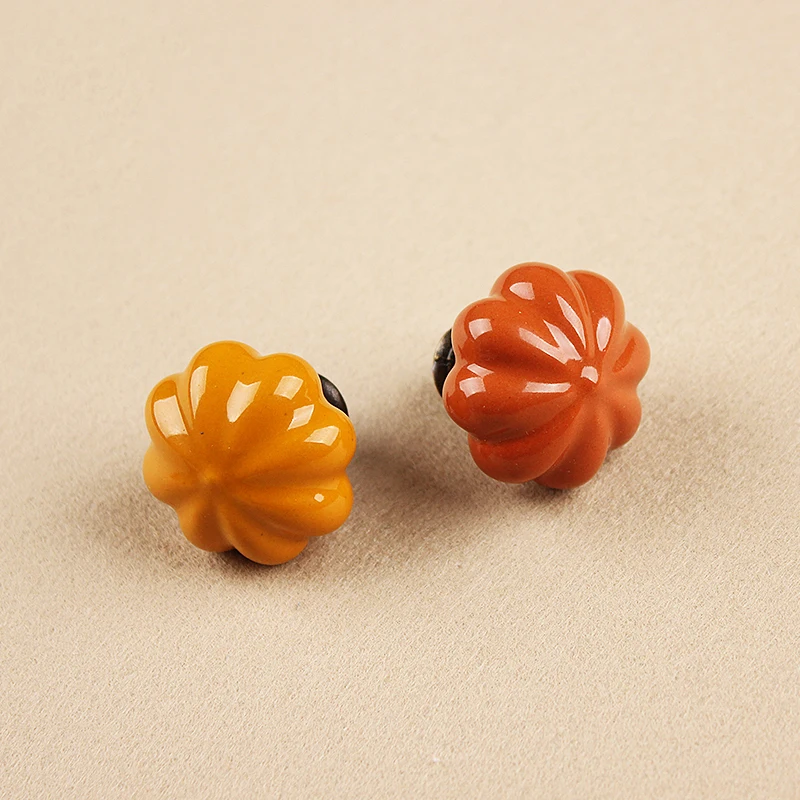 Сельская керамика ручки в форме тыкв цинковый сплав дверь для ящика шкафа ручки мебельные ручки под одно отверстие Шкаф Тянет мебельные ручки