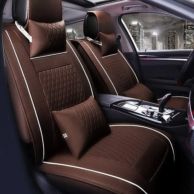 

Audew Universal Car Seat Covers Set Front Rear PU Leather 5-Seats Cushion Breathable Car Seat Protector W/ Neck Lumbar Pillows