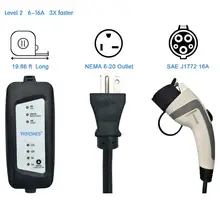YKS-ESNES Портативный зарядное устройство для электромобиля SAE J1772 16A(Национальная ассоциация владельцев электротехнических 6-20 штекер 5 м Level2