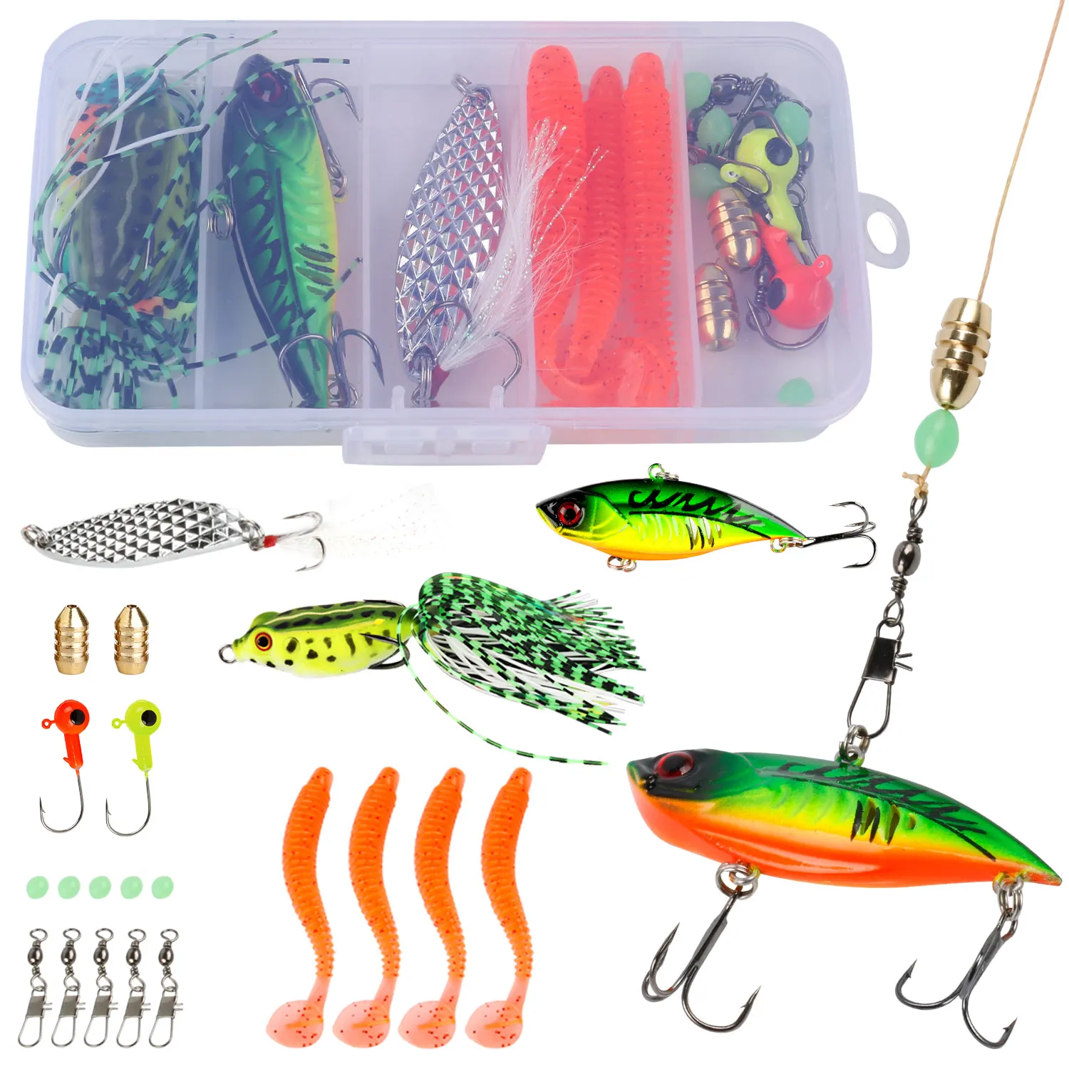 

Sougayilang Metal Spinner Spoon Fishing Hook Soft Rubber Bait Fishing Lure VIB Hard Baits for Carp Fishing Tackle Pesca
