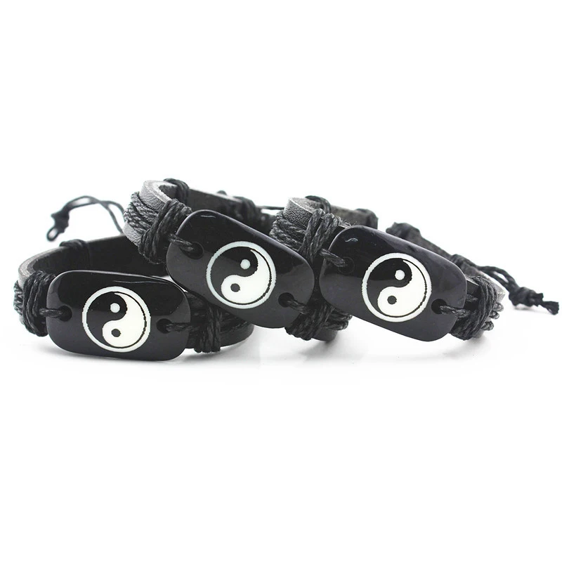 

Bracelet Men 2019 Tai Chi Ying Yang Men Women Wristband Leather Charm Bracelets for Men