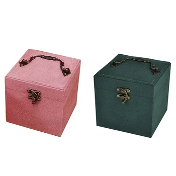 

Retro Jewelry Box European-Style Compact Multi-Layer Lattice Bracelet Earrings Jewelry Storage Makeup Box