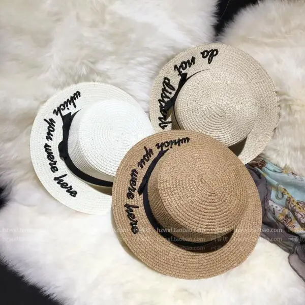 Женские солнцезащитные кепки с вышивкой, шляпа-канотье, женская летняя соломенная шляпа с бантом и круглым бантом, шляпа с широкими полями