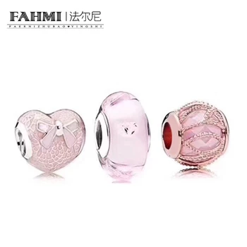 

2020 100% 925 Sterling Silver Rose Gold Interlaced Aura Charm Bow Heart-shaped Beaded Glass Beads Surprise Gift Set Original