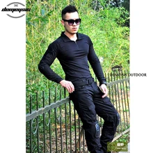 Черная Военная армейская униформа для страйкбола военная игра камуфляжная одежда тактический боевой костюм с налокотниками наколенники