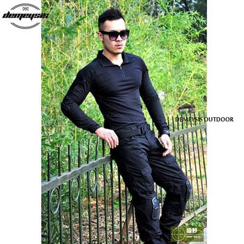 

Black Military Army Uniform Airsoft War Game Camouflage Clothing Tactical Combat Suit with Elbow Knee Pads
