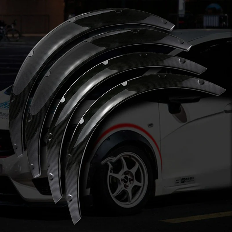 

4pcs/Set Universal Thicken Carbon Fiber Car Fender Flares Arch Wheel Eyebrow Protector Mudguards Sticker Car Styling