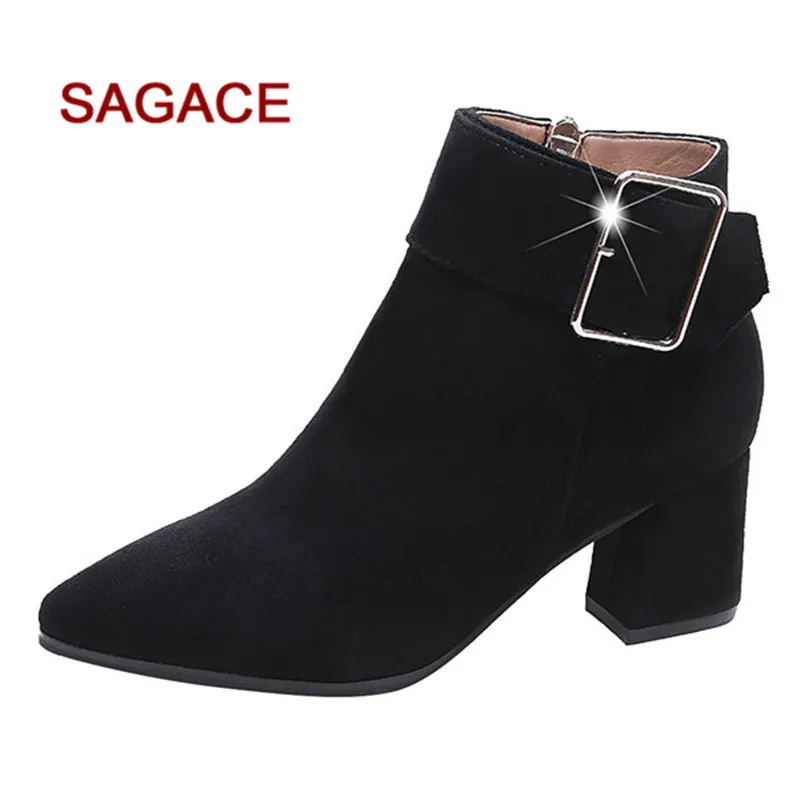 

European Style Contracted Tide Girl Boots Woman British Style Boots Autumn Winter 2019 New High-heeled Shoes Buty Damskie
