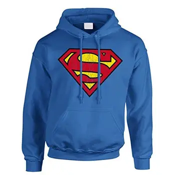 

HOODIE SWEAT MEN KID UNISEX JUSTICE LEAGUE OF AMERICA SUPERMAN LOGO GRUNGE S ROYAL