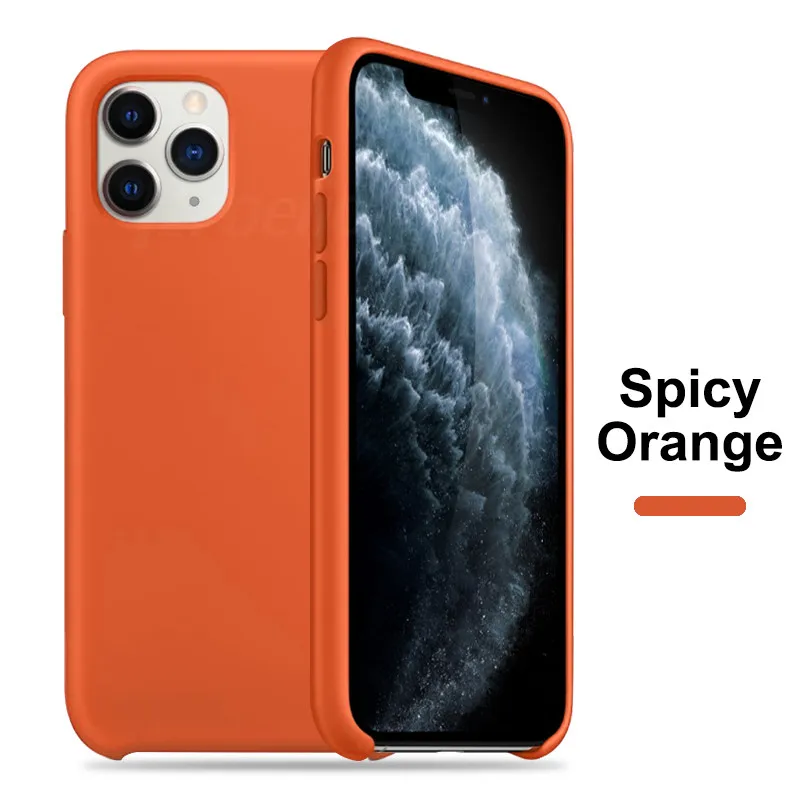 Spicy Orange Официальный Стильный силиконовый защитный чехол для iPhone 7, 8, 6, 6S Plus, чехол для Apple, чехол для iPhone X, XS, Max, XR, 11 pro, Max, чехол - Цвет: Spicy Orange