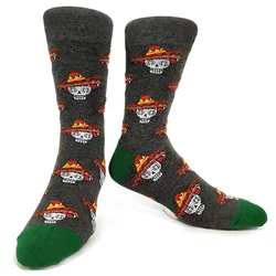 Men's Novelty Fun Graphic Cotton Socks - Unique Designs: Poker, Corgi, Frog, Burger, Piranha, Wolf, Avocado, Eagle (5)