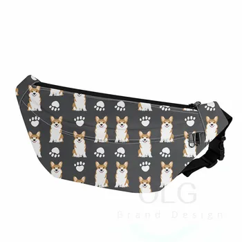 

Children's Belt Bag Cute Corgi Dog Paw Pattern Waist Bag For Kids Students Waterproof Fanny Pack Girls Bolsa Cintura Feminina