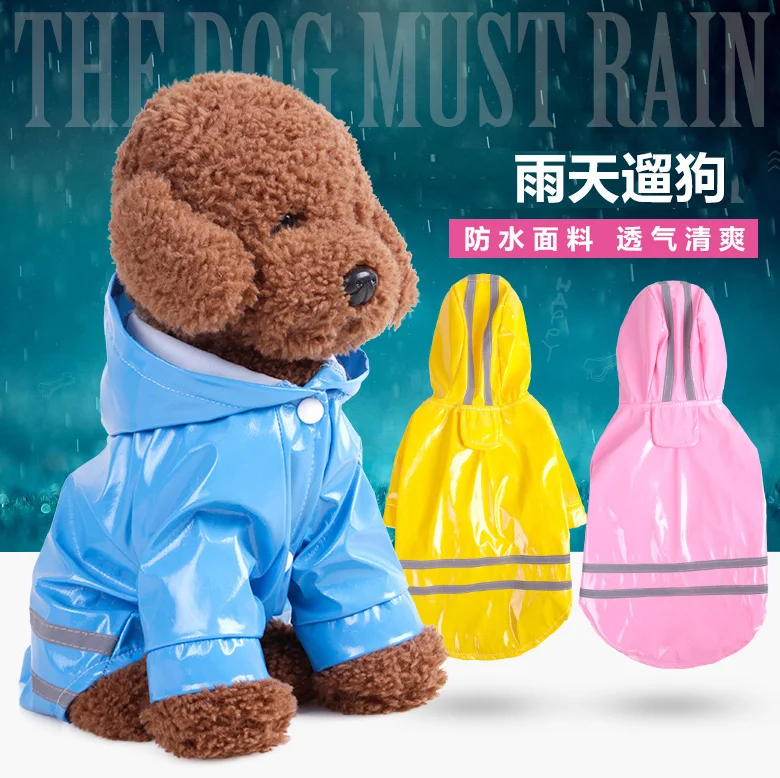 Dog Raincoat Pet Poncho with Hood Waterproof Rain Coat Jacket for Small Dogs