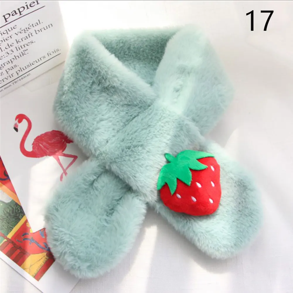 Зимний Детский милый шарф с рисунком фруктов, имитация кроличьего меха, шарф с воротником, теплые шарфы, удобные модные аксессуары - Цвет: 17