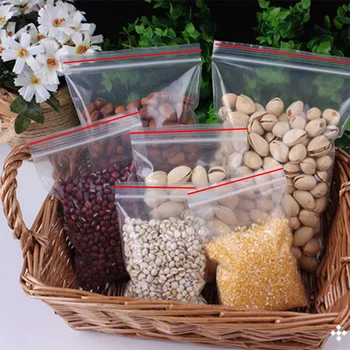 

100PCs 0.08mm Thicken Plastic Clear Ziplock Zipped Lock Kitchen Food Nut Storage Package Jewelry Earring Bags Reclosable