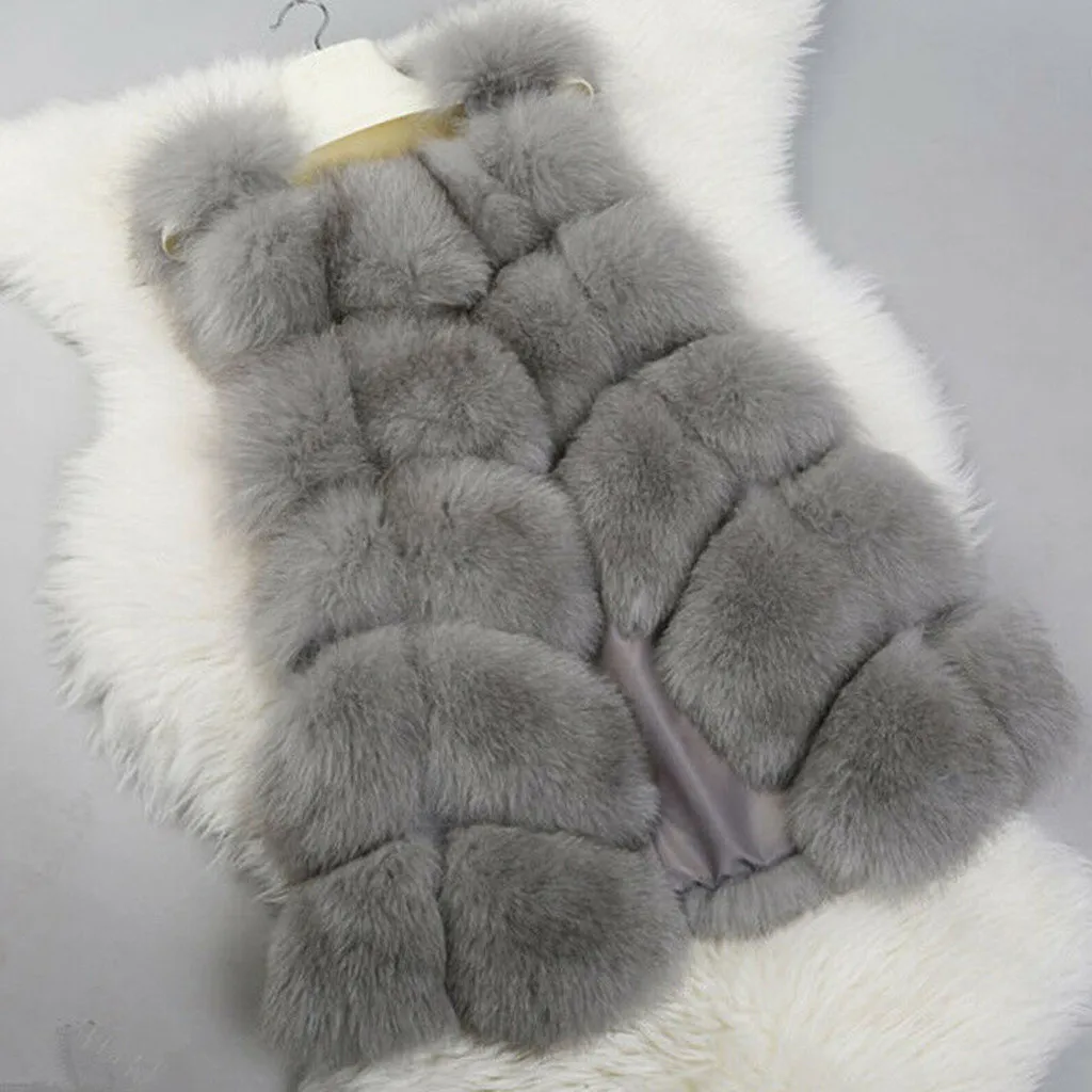 Пальто женский зимний теплый жилет из искусственного меха без рукавов для тела