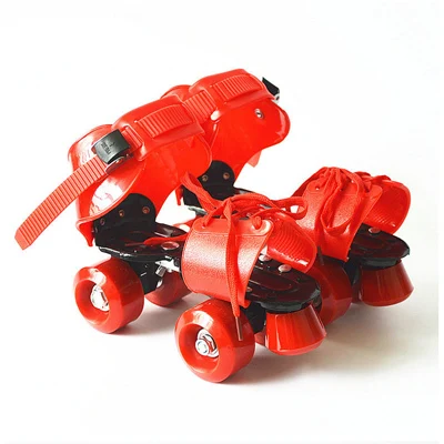 1 пара взрослых детей дети роликовые коньки на парных колесах обувь 4 колеса роликов Крытый Quad параллельные регулируемые Patines - Цвет: Red