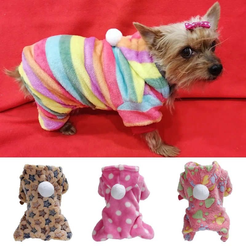 Warm Fleece Puppy Dog Jumpsuit Overalls Winter Pet Clothes For Small