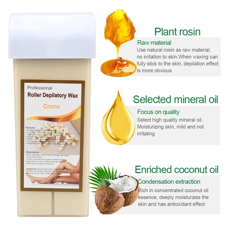 Professional Roll On Refillable Warm Wax for Hot Depilatory Heater Warm Waxing Hair Removal Wax Taste