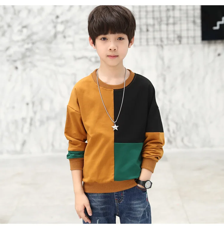 Осенний свитер для мальчиков Детский осенне-зимний пуловер пушистая одежда повседневная одежда средней длины для подростков от 3 до 15 лет, 227