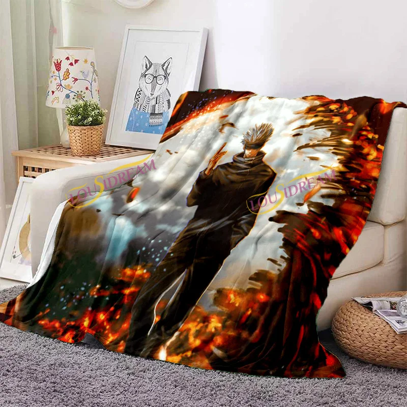 Jujutsu Kaisen Anime Flannel Blanket Lightweight Cozy Fuzzy Throw Blanket  Bed Blankets Plush Warm Blanket for Sofa All Seasons
