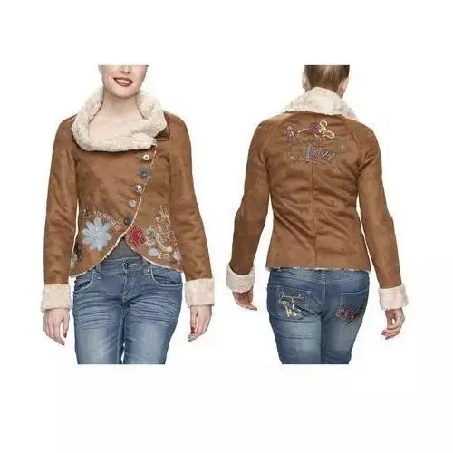 Кораллово-Красный DESIGUAL Damen Mantel Jacke цветы дамы пальто куртка разнообразие - Цвет: Кораллово-Красный