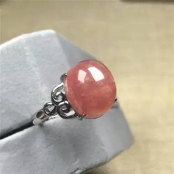 

Top Natural Red Rhodochrosite Ring For Woman Man Argentina 13x10mm Oval Beads Silver Crystal Stone Adjustable Ring Jewelry AAAAA