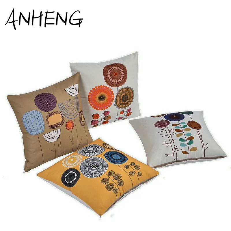 

Geometric Linen Cushion Cover Dandelion Printed Home Decor Pillowcase Bedroom Decorative Sofa Car Throw Pillow 45*45cm 4 Style