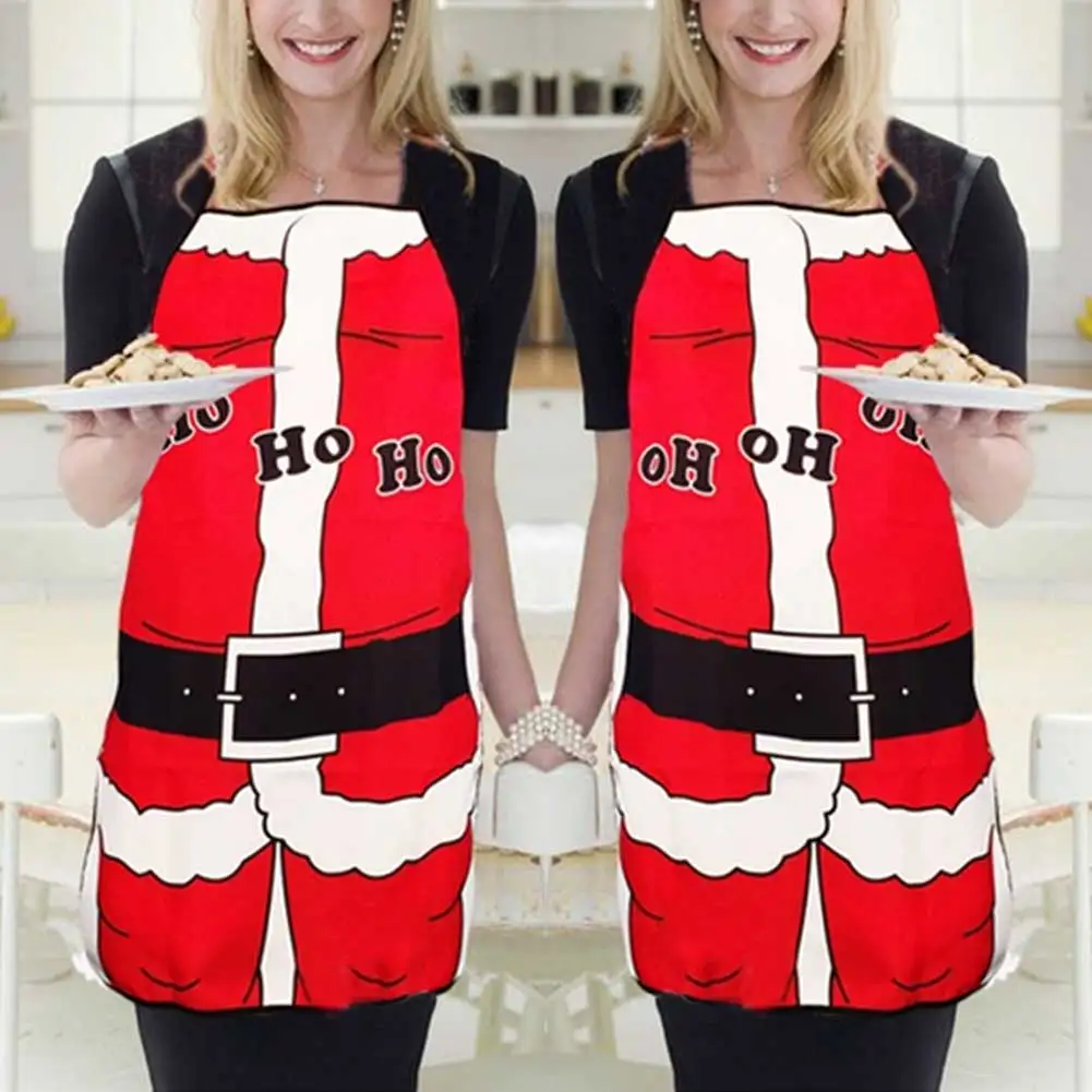 Xmas Apron 50x70cm Funny Kitchenware Santa Dacron Adult Black Decoration Party Cook Restaurant Waiters Christmas