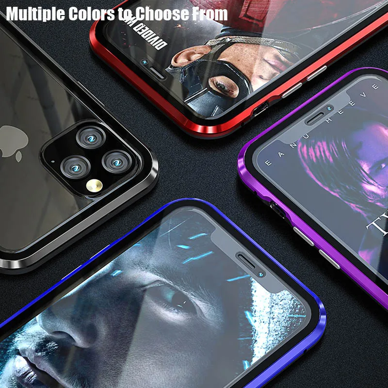 Двухсторонний магнитный металлический чехол для телефона iPhone 11 Pro Max из