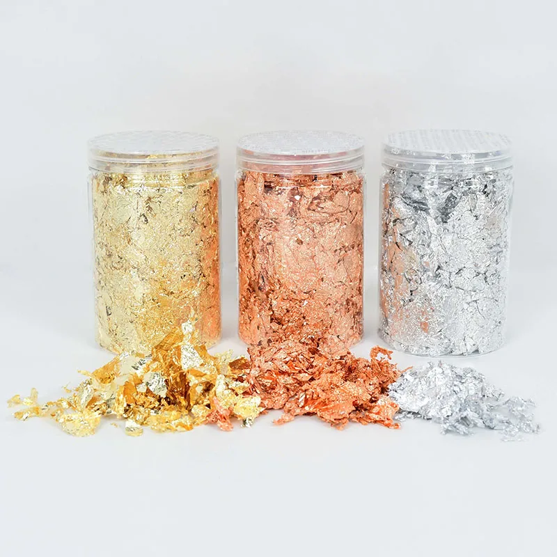 10g Imitation Gold Leaf Flakes Sequins Glitters Confetti for Painting DIY Nail Art Foil Decorative Paper Dessert Cake Decoration