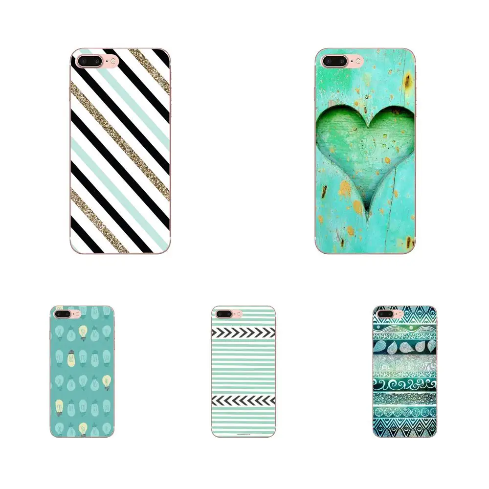 Design Phone Case For Samsung Galaxy J1 J3 J4 J5 J6 J7 A10 A20 A20E A3 A40 A5 A50 A7 2016 2017 2018 Mint Chevron Stripe Feather | Мобильные