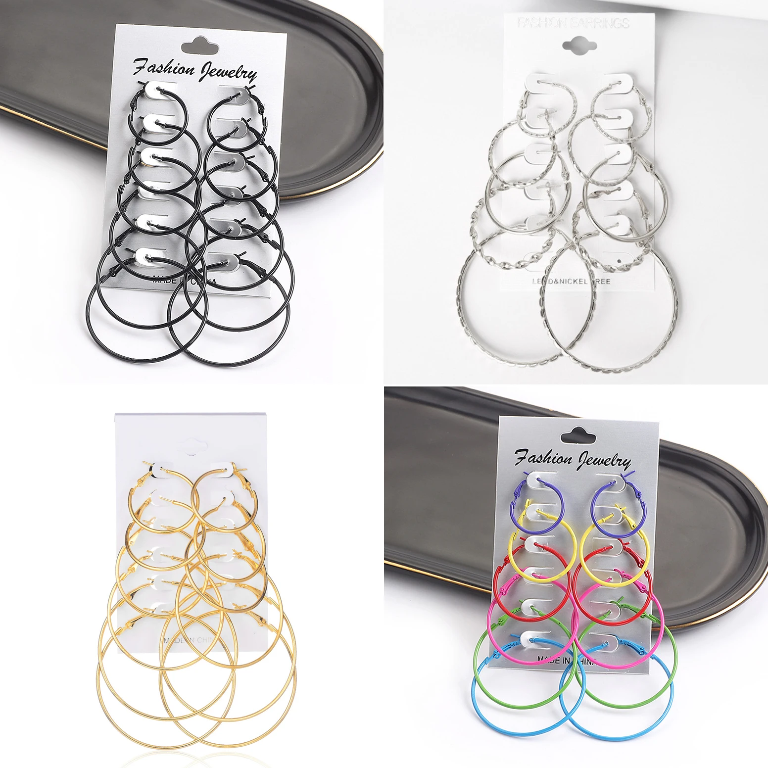 

Earrings For Women Earrings Set Big Circle 6Pairs/set Retro Punk Exaggerated Charm Party Gift