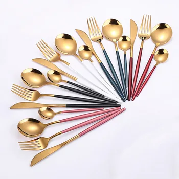 

4PcsTableware Sets Western Dinnerware Set Flatware Set Colorfull Cutlery Sets Fork spoon knife set Cutlery Set