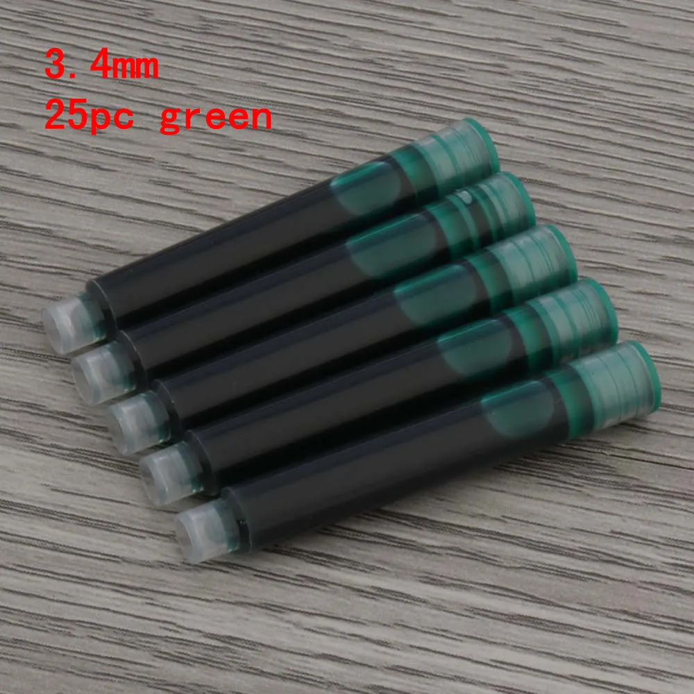 25pcs Universal Fountain Pen Ink Cartridges - Assorted Colors and Sizes for Stationery and Office Supplies