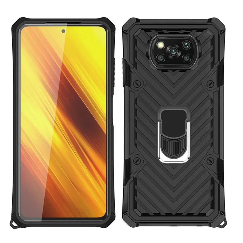 Бронированный противоударный чехол для Xiaomi 10t Pro Poco M3 X3 Nfc металлический с