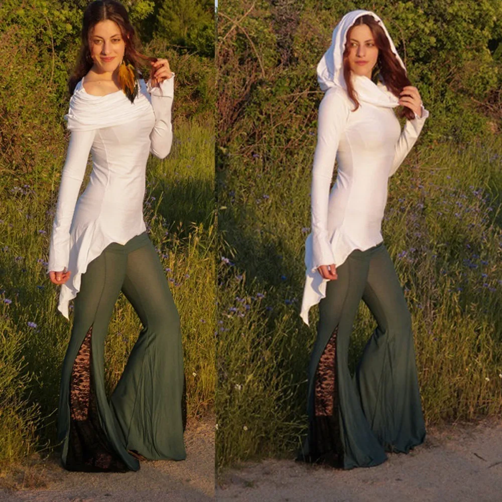 Женская толстовка с длинным рукавом Асимметричная Туника Pixie рубашка однотонные толстовки женские повседневные свободные пуловеры с капюшоном sudadera mujer