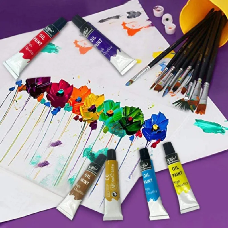 12 Oil Colors Acrylic Paints Set Hand Painted DIY Nail Glass Wall