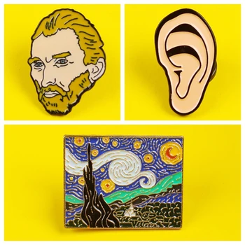 

Vincent Van Gogh Ear Enamel Pin Historical Painter Badges Brooches Lapel Custom Pin Bag Collar Artist Jewelry Gift for Friends