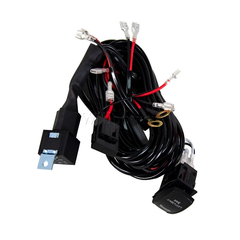 LED Wiring Harness Kit 1 2 4 Lead 12V 40A for Offroad 4x4 Truck SUV Lightbar with Rocker Switch Relay Fuse