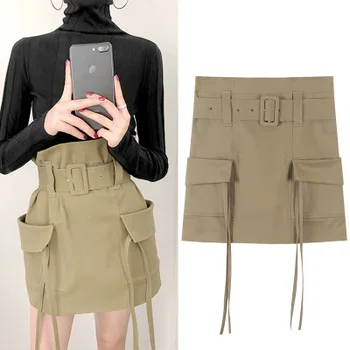 

Fashion High Waist A-line Retro Skirt Female Autumn Winter Slim Package Hip Short Skirts Womens All-match Sexy Skirt Femininos