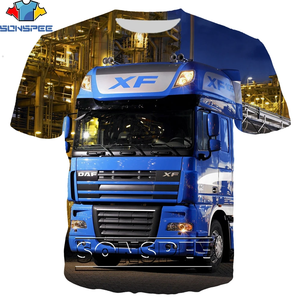 SONSPEE Truck Car 3D Print Hip Hop Men's T Shirt Fashion Harajuku Short Sleeve Funny Logo Men Women Tops Tees Shirts Homme