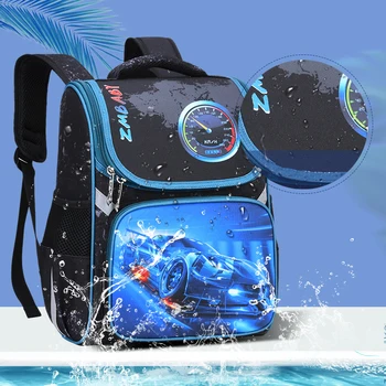 

1-4 Grade Children Backpacks Boys School Bags Russia Space Bag 3D Cartoon Car Boy School Backpack Orthopedic Kids Satchel