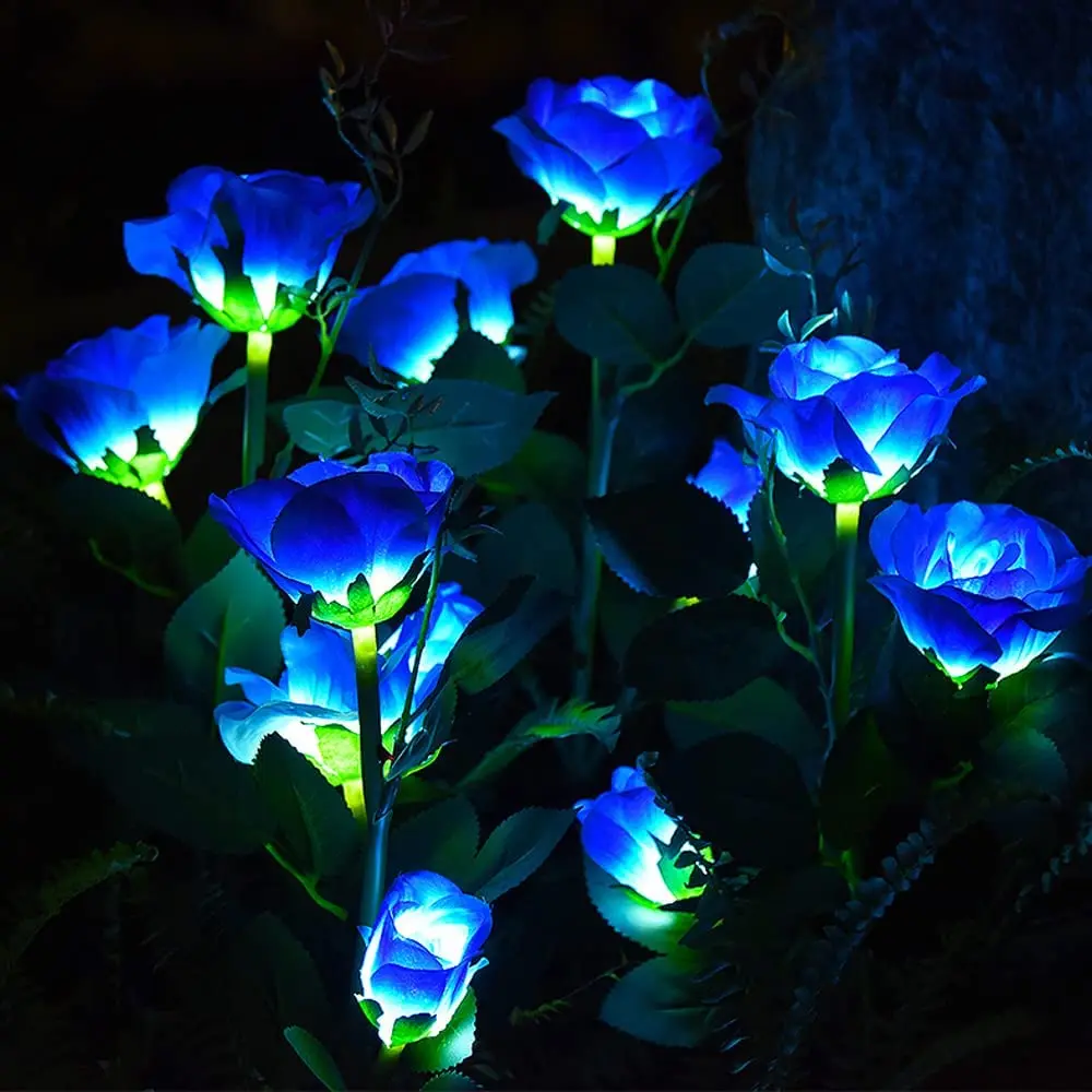Solar-Powered LED Flower Garden Lights - Waterproof Decorative Pathway Lamps
