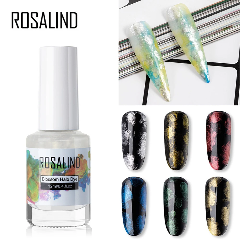 

ROSALIND New Nail Painting Gel Polish Nail Sands Dye Liquid Glitter Blossom Gel Transparent Dye Glue Natural Dry Easy to Use
