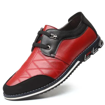 Кожаные мужские повседневные туфли; Новинка года; мужские лоферы; мокасины; дышащие черные туфли для вождения на шнуровке; большие размеры 38-48; DD336 - Цвет: red
