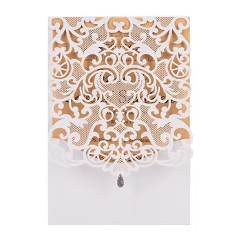 

20Pcs Wedding Invitation Cards -Cut Gold Foil and Floral Design Invitation Pockets for Bridal Showers, Engagement Parties